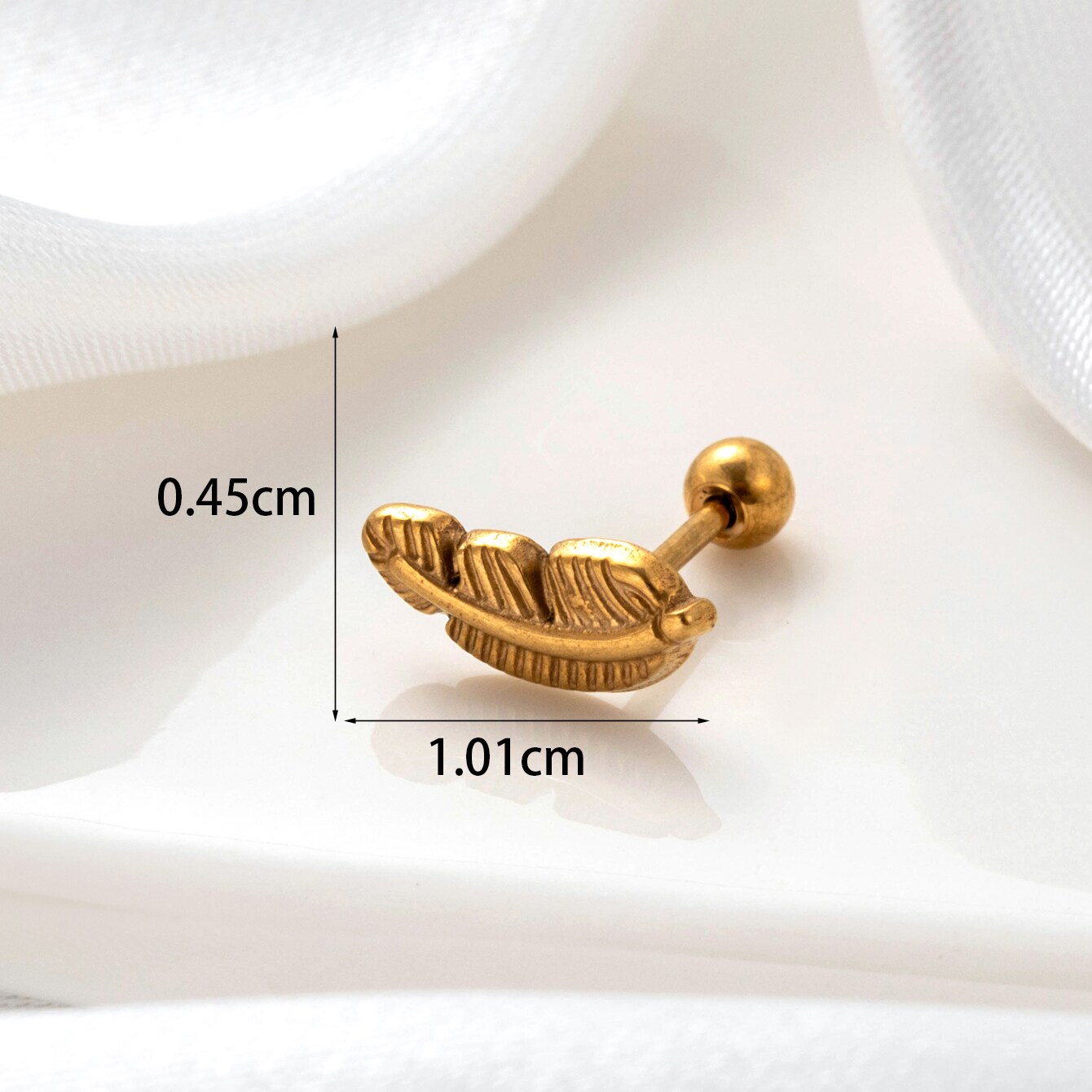 1 Piece Simple Series Simple Leaf Titanium Steel 18K Gold Plated Material Women's Stud Earrings h5 